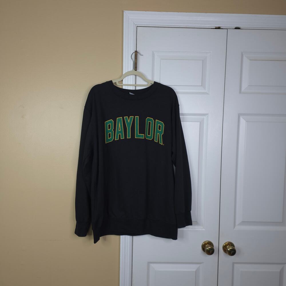 Vintage Baylor University Bears Spellout Crewneck Sweatshirt Black Green XL